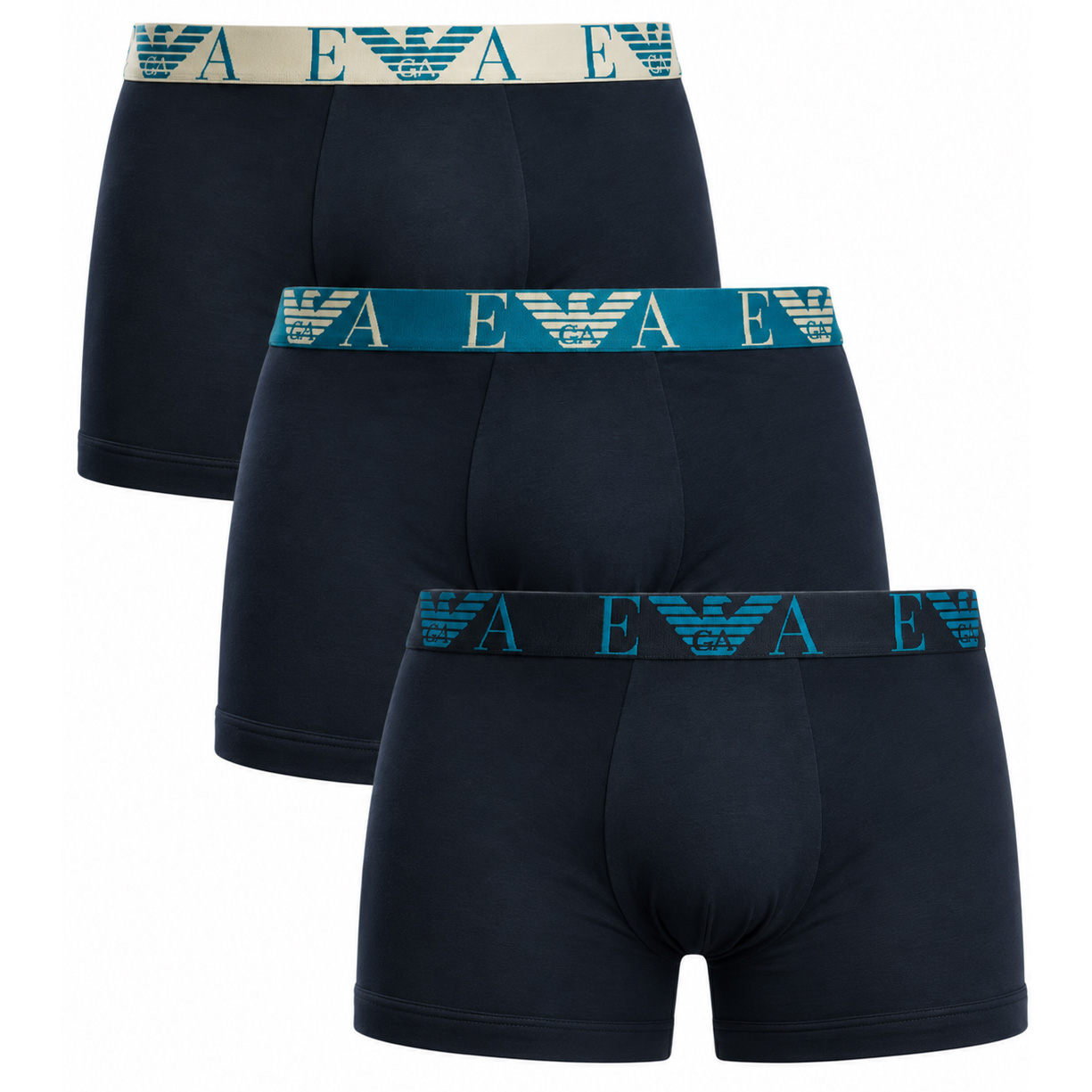 Armani boxer-trunk 3-pack EA logoband blauw